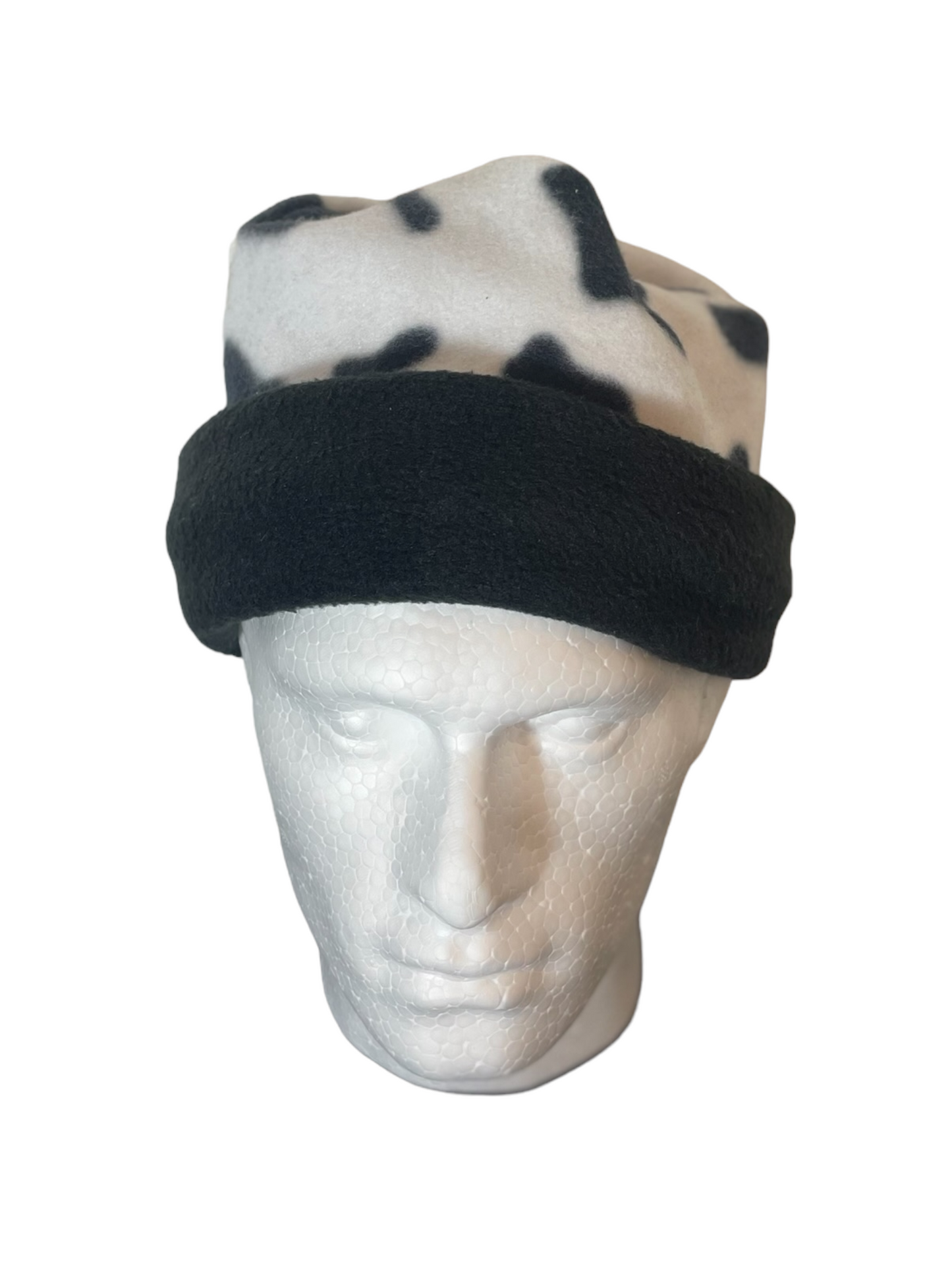 Rounded Top Beanie - Cow/Black