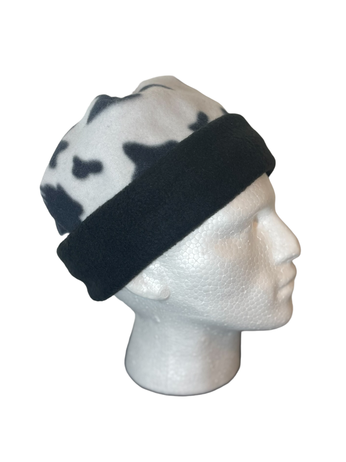 Rounded Top Beanie - Cow/Black