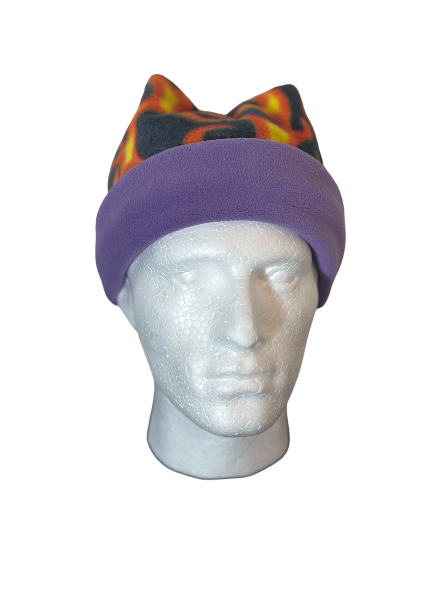 Crown Top Beanie - Flames/Purple