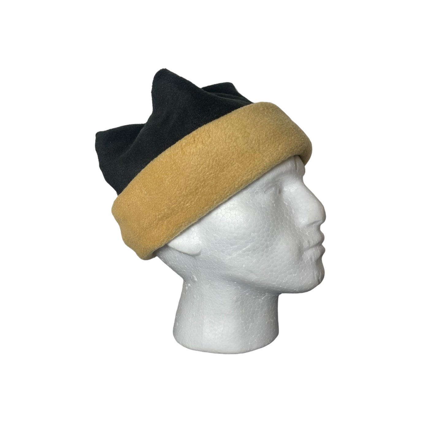 Crown Top Beanie -Black/Beige