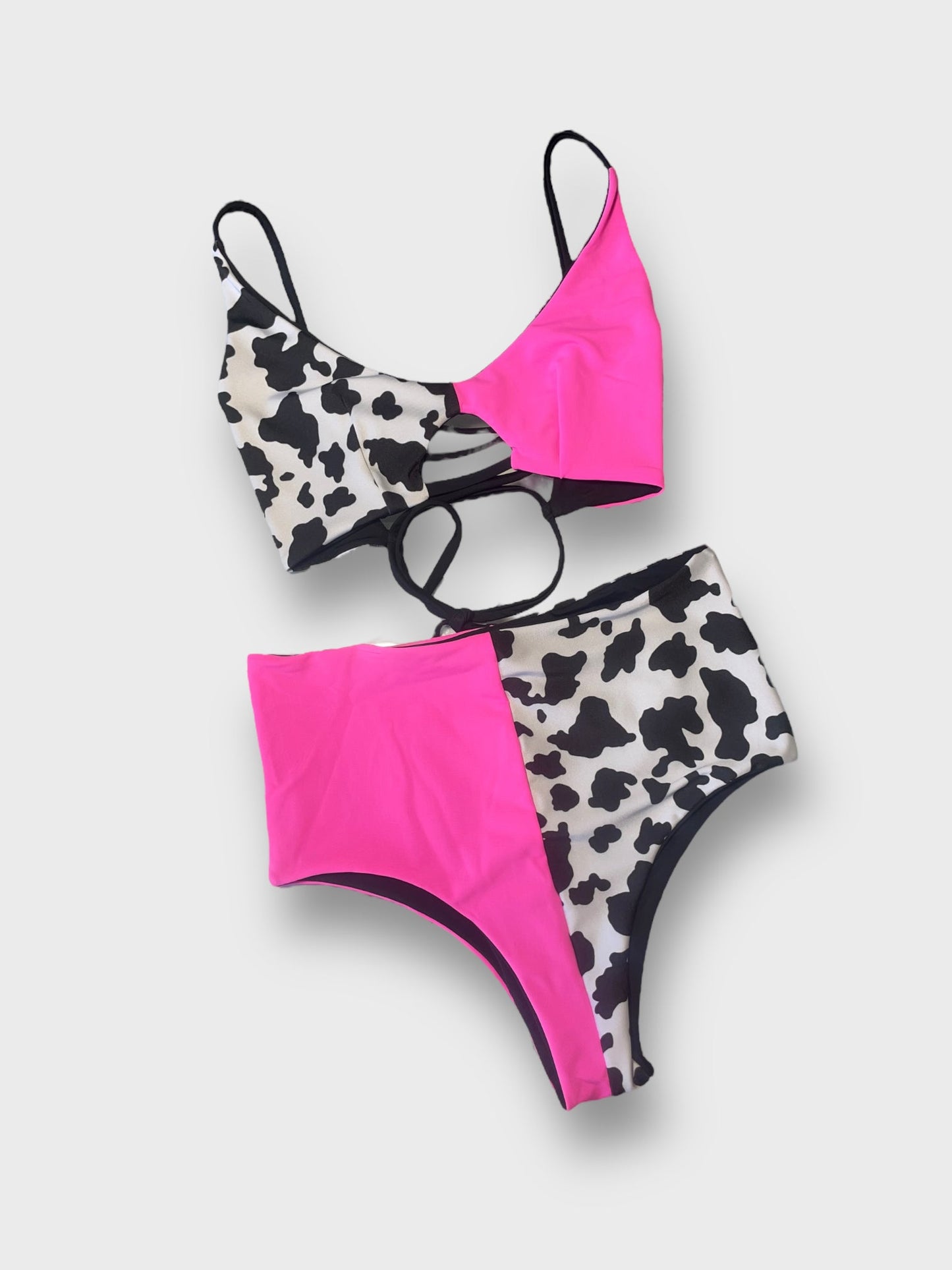 Medium Highroad Bottoms - Cow/Hot Pink - Reverse Black