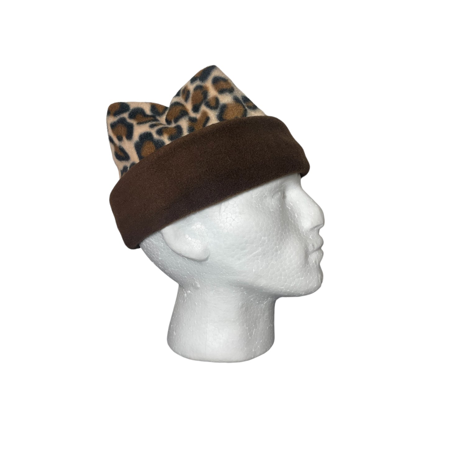 Crown Top Beanie -Leopard/Brown