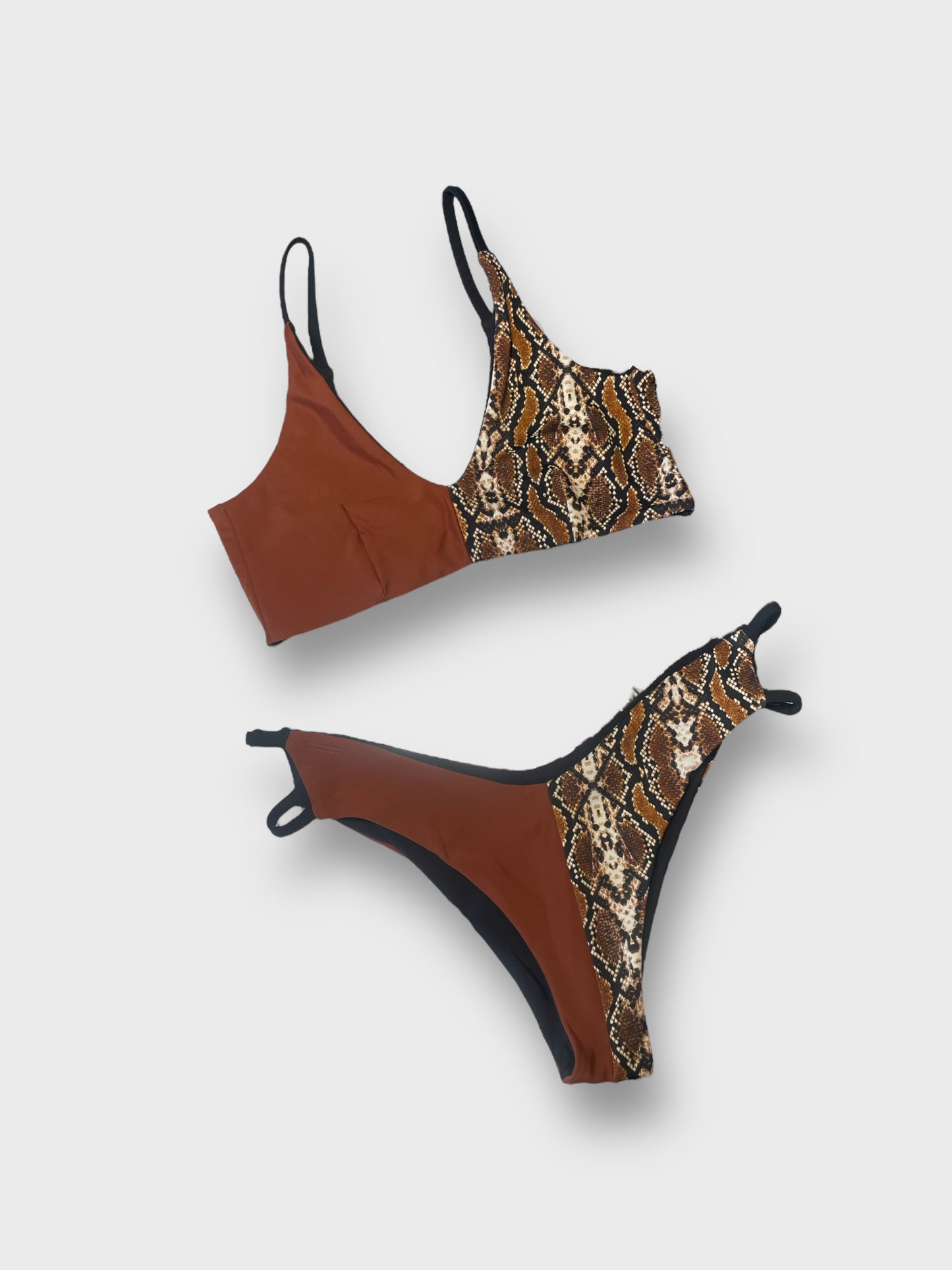 Medium Tina Bottom - Snake/Caramel - Reverse Black