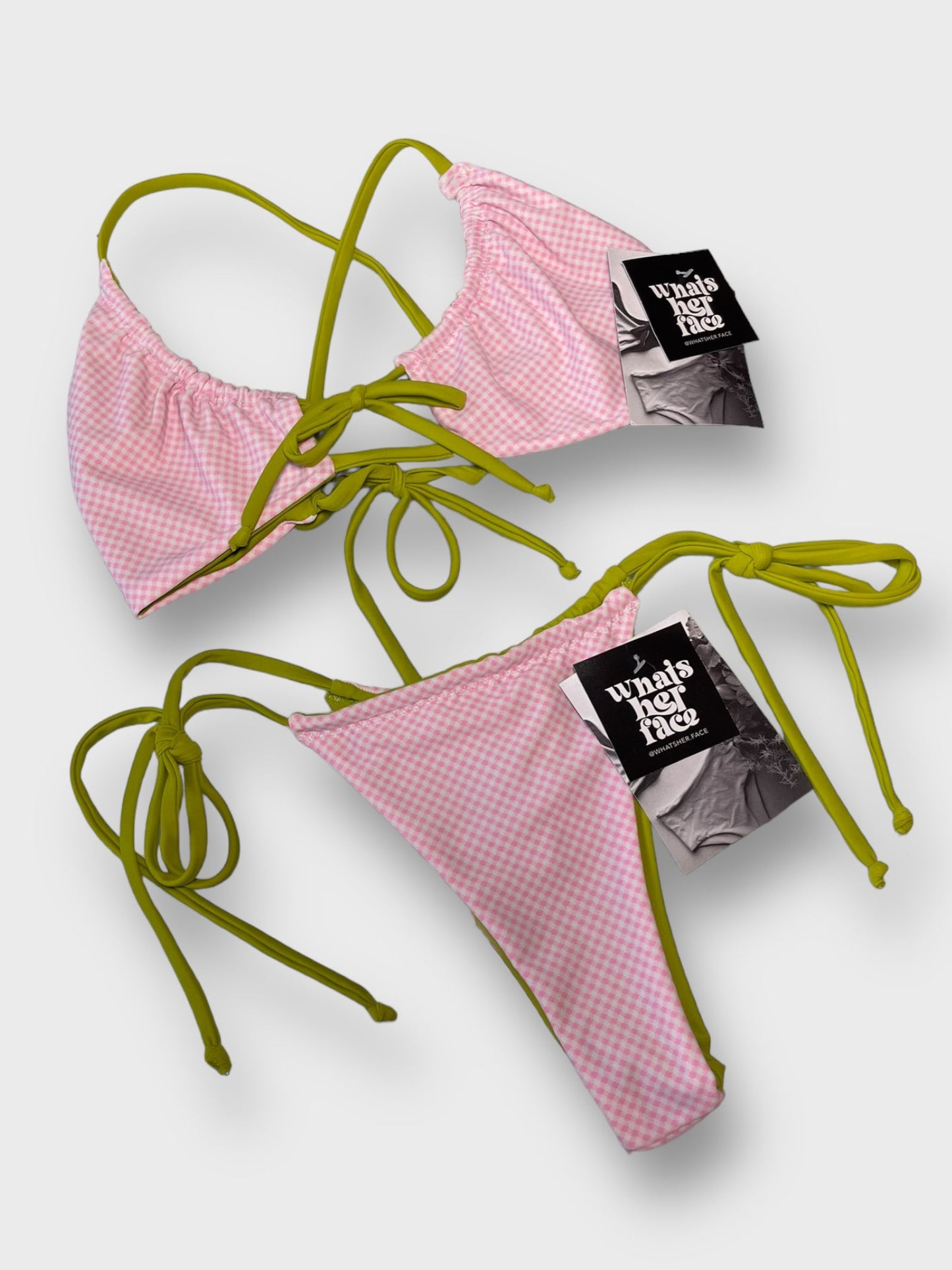 Small Pink Gingham/Chartreuse Full-Moon Bottoms