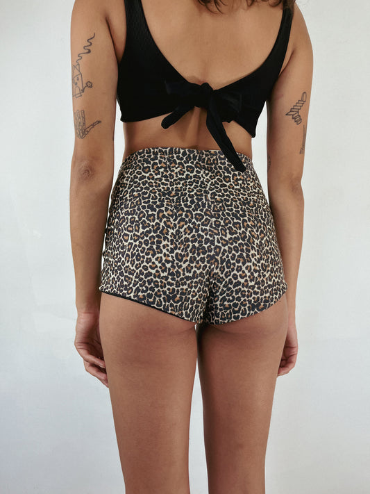 cute high waisted 50s style swimwear shorts in leopard