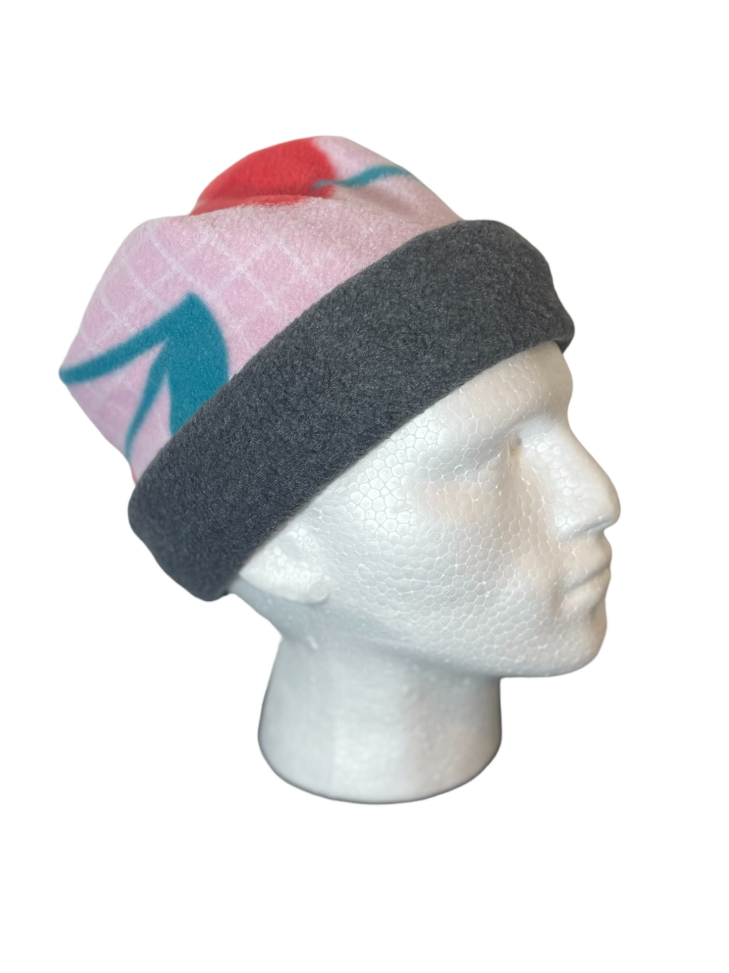 Rounded Top Beanie - PinkCherry/Grey