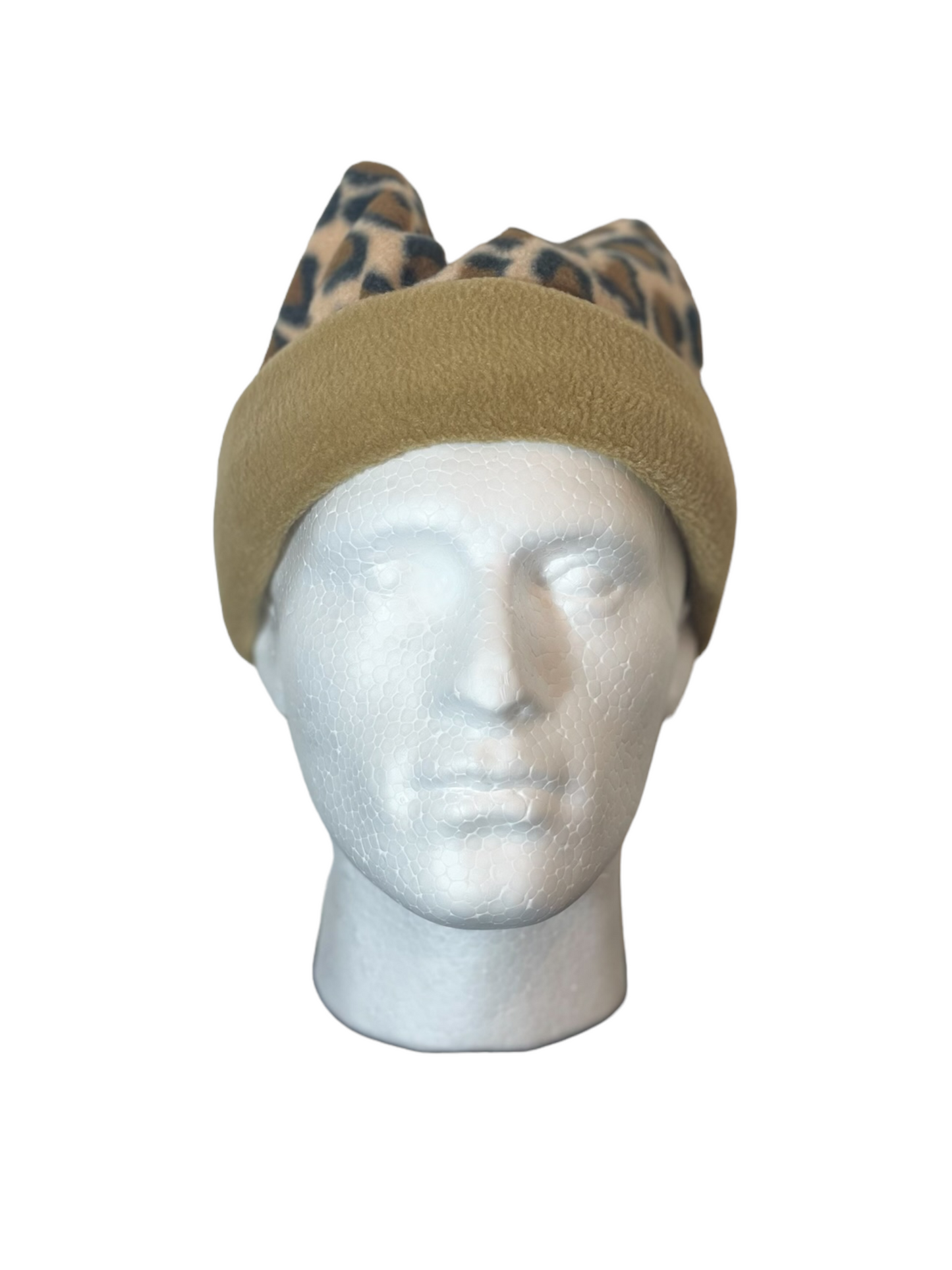 Crown Top Beanie -Leopard/Beige