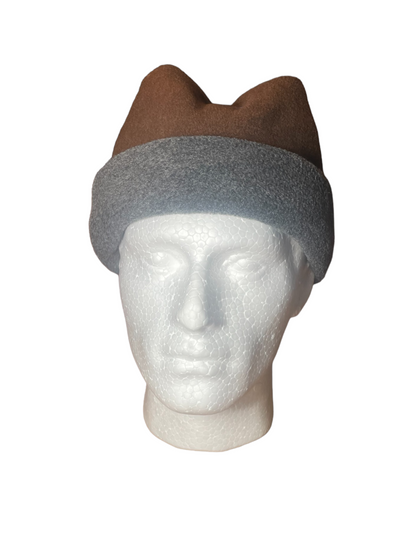 Crown Top Beanie - Grey / Brown