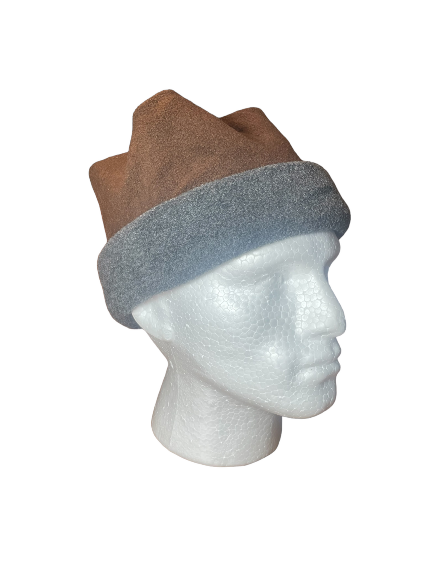 Crown Top Beanie - Grey / Brown