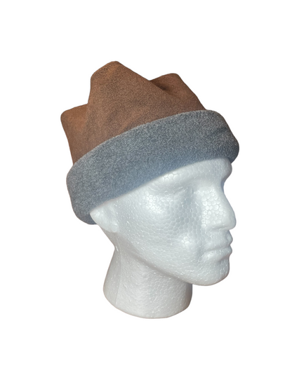 Crown Top Beanie - Grey / Brown