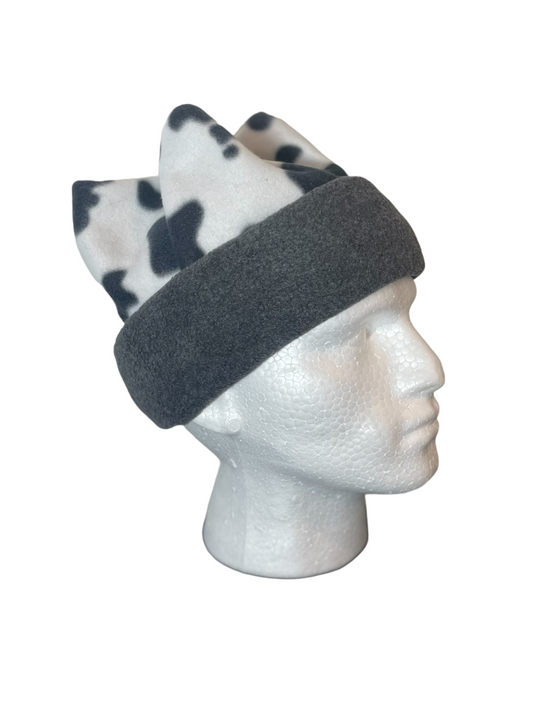 Crown Top Beanie - Cow/Grey