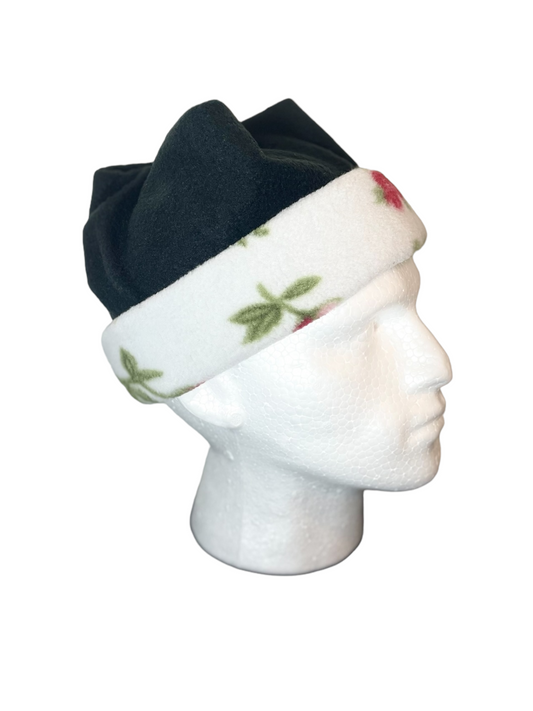 Crown Top Beanie - Black/Flower
