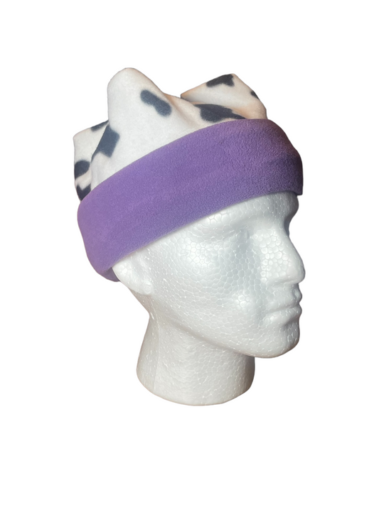 Crown Top Beanie - Cow / Purple