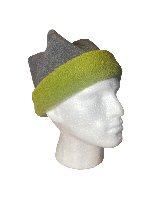 Crown Top Beanie - Grey / Green