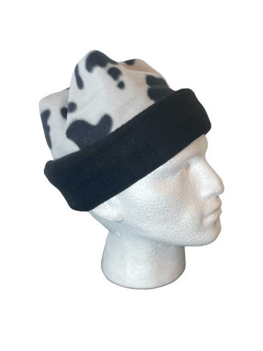 Crown Top Beanie - Cow Print/Black