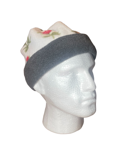 Rounded Top Beanie - Grey / Floral